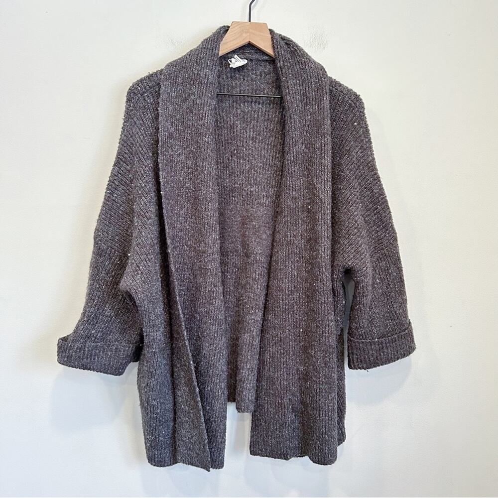Anthropologie Akeni + Kin Open Wide Sleeve Ribbed Cardigan Gray Size OS